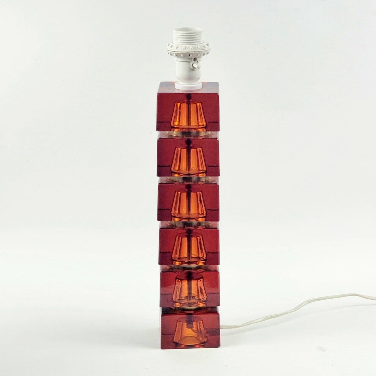 Lampa stołowa, szkło bursztynowe, mosiądz, proj. Carl Fagerlund, Orrefors, Szwecja, lata 60. - 296915