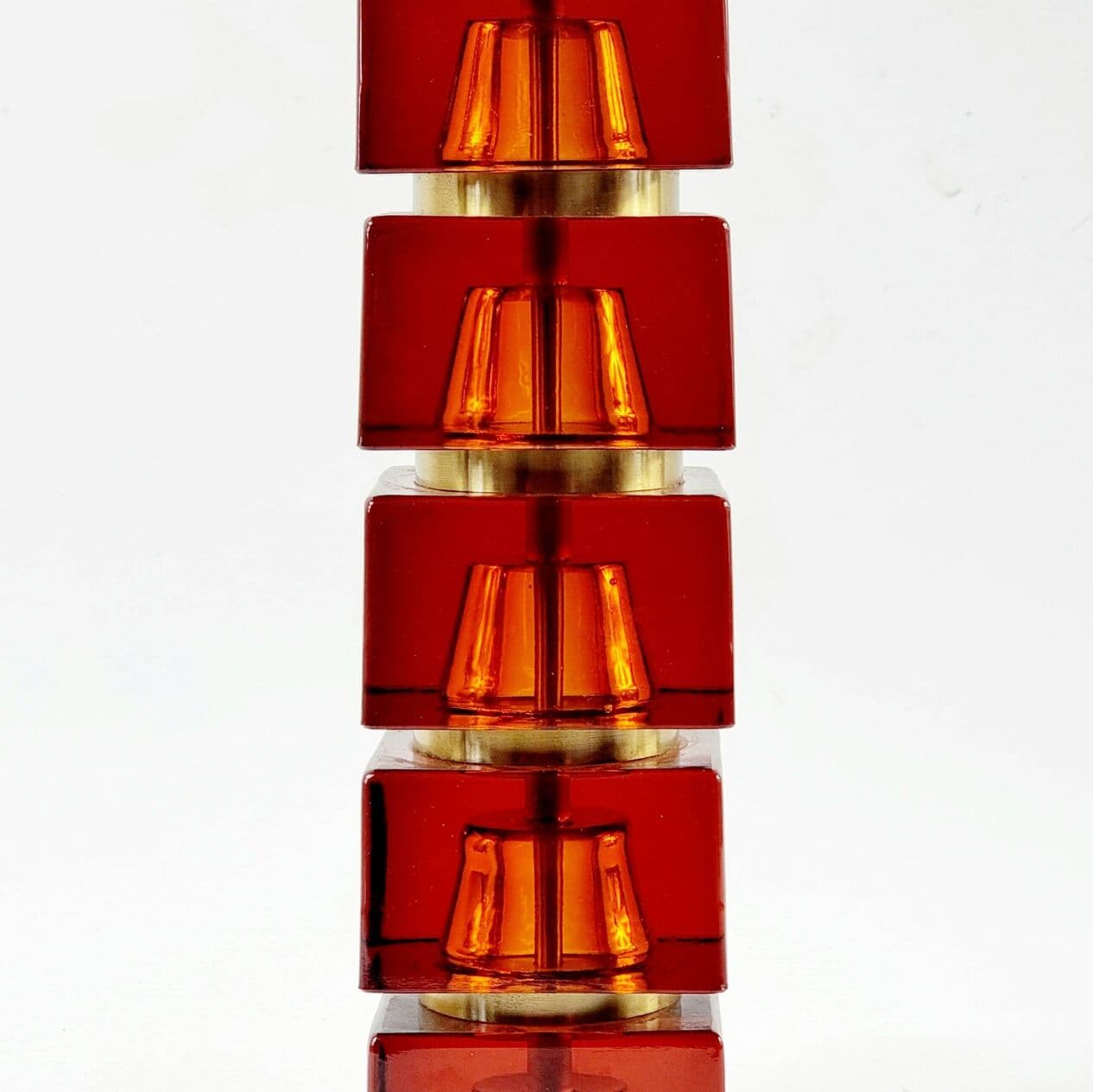 Lampa stołowa, szkło bursztynowe, mosiądz, proj. Carl Fagerlund, Orrefors, Szwecja, lata 60. - 296912