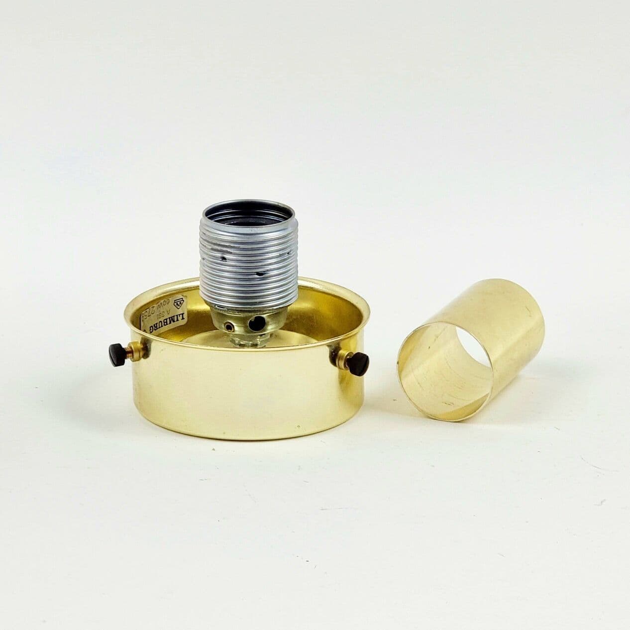 Lampa sufitowa, szkło transparentne, metal czarny, mosiądz złoty, Limburg, Niemcy, lata 60. - 296897