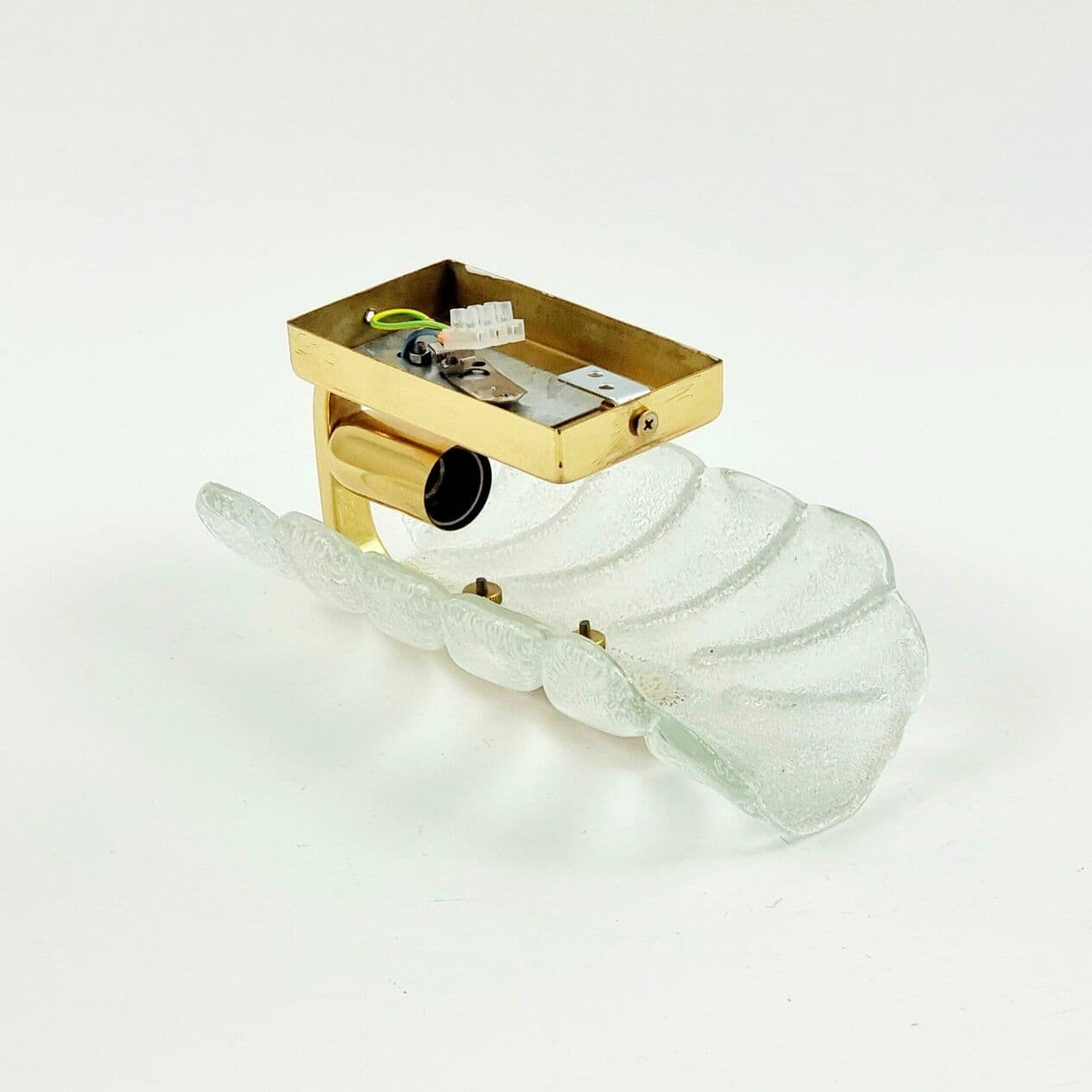 Kinkiet, szkło transparentne, mosiądz, proj. C. Fagerlund dla Orrefors, Szwecja, lata 60. - 296887