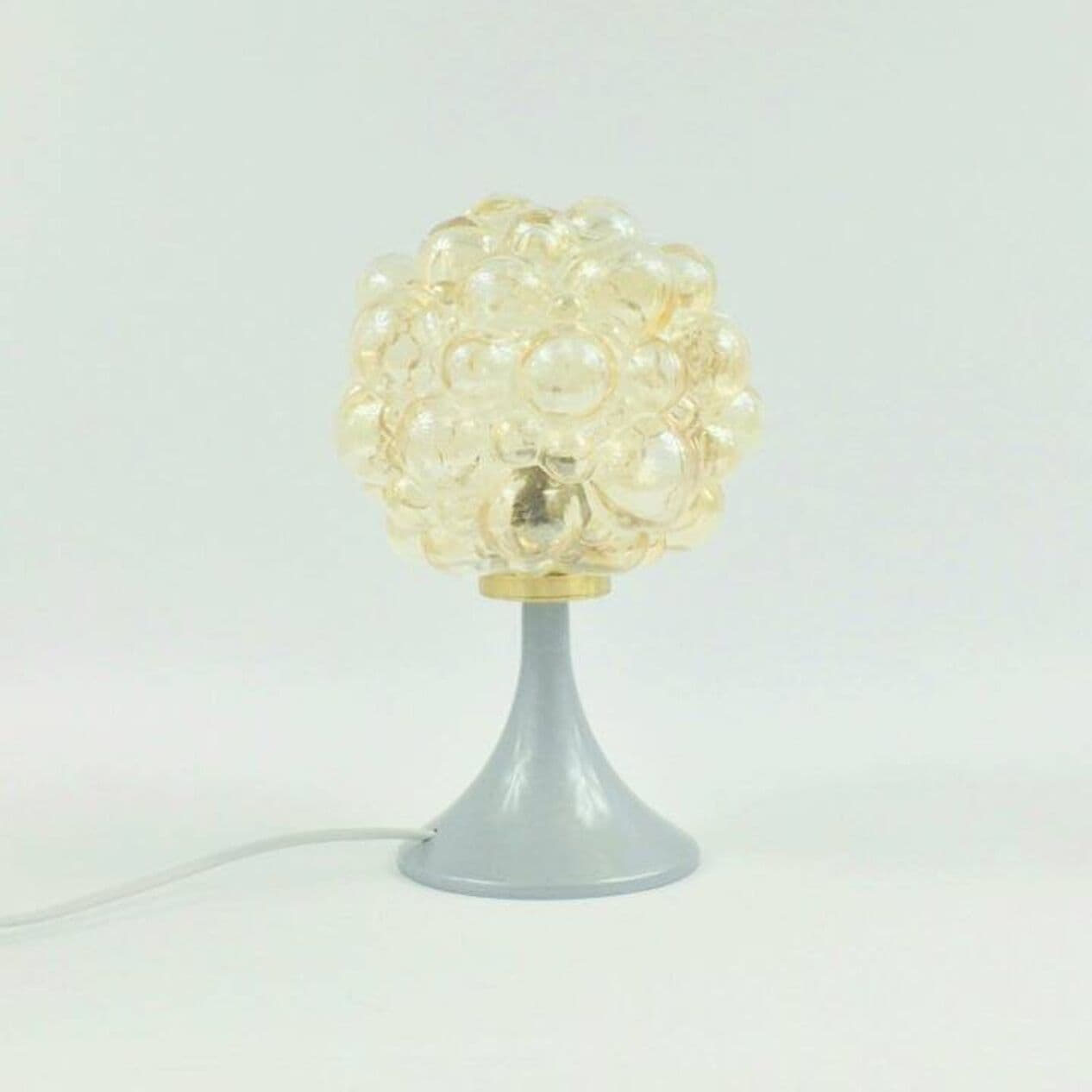 Para lamp stołowych Bubble, szkło bursztynowe, akryl szary, proj. H. Tynell, Limburg, Niemcy, lata 60. - 296872