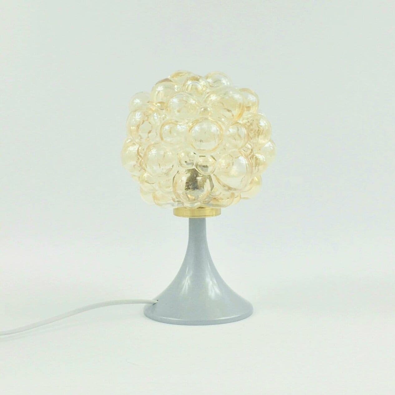 Para lamp stołowych Bubble, szkło bursztynowe, akryl szary, proj. H. Tynell, Limburg, Niemcy, lata 60. - 296871