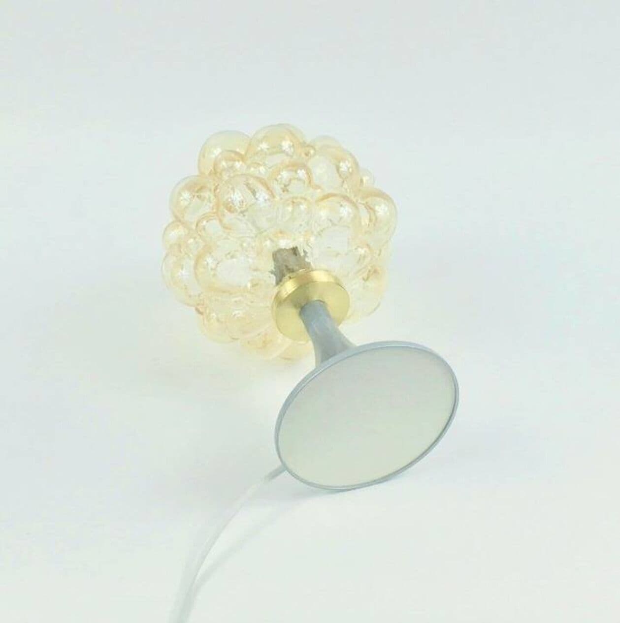 Para lamp stołowych Bubble, szkło bursztynowe, akryl szary, proj. H. Tynell, Limburg, Niemcy, lata 60. - 296877
