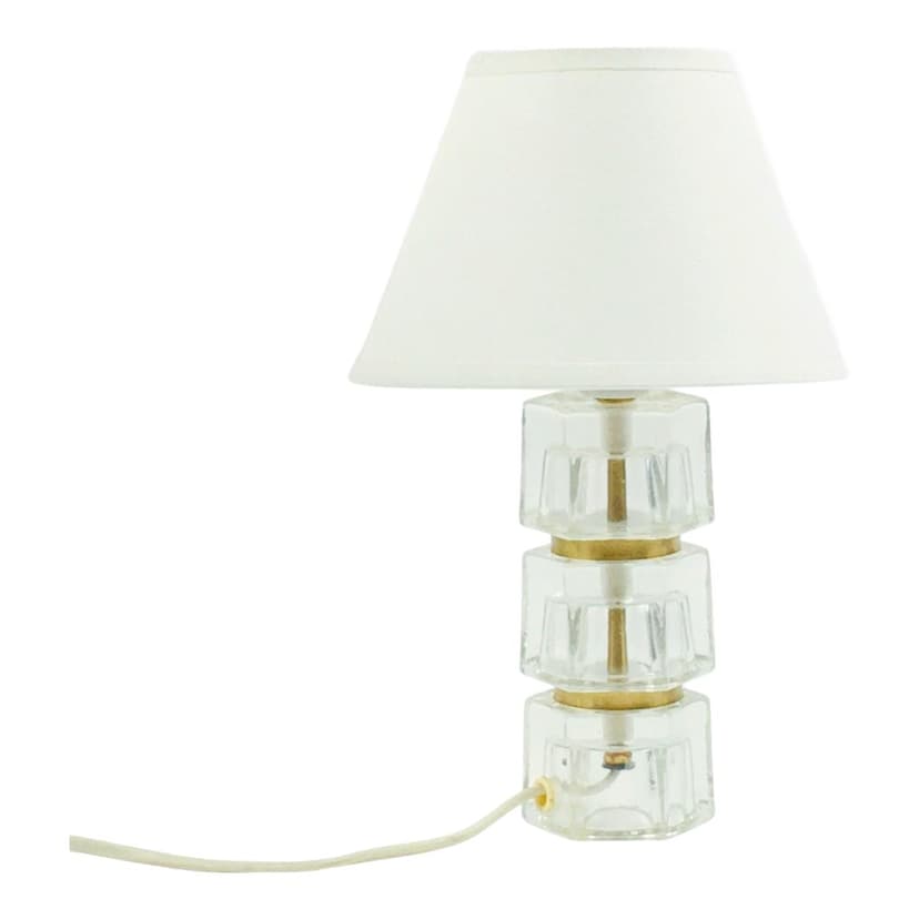 Lampka nocna, szkło, mosiądz, proj. Carl Fagerlund dla Orrefors, Szwecja, lata 60.