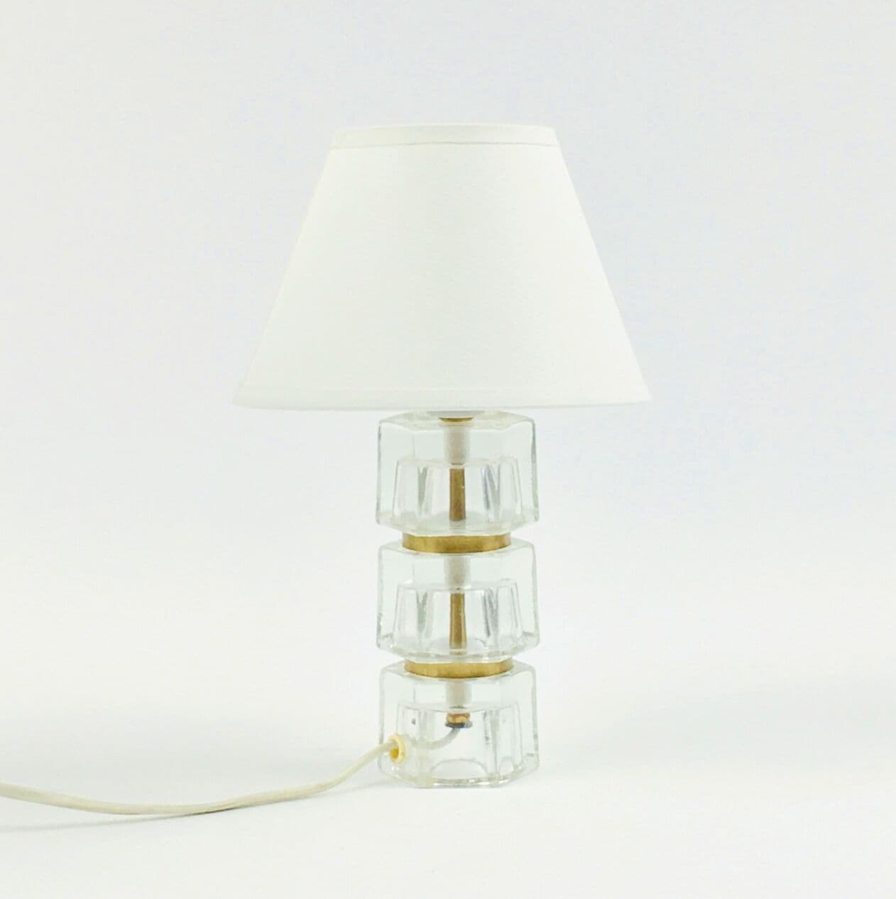 Lampka nocna, szkło, mosiądz, proj. Carl Fagerlund dla Orrefors, Szwecja, lata 60. - 296849