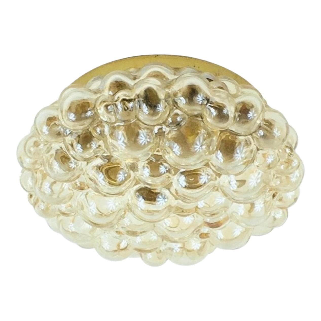 Lampa sufitowa Bubble, szkło bursztynowe transparentne, metal złoty, proj. H. Tynell, Limburg, Niemcy, lata 60.