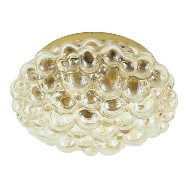 Lampa sufitowa Bubble, szkło bursztynowe transparentne, metal złoty, proj. H. Tynell, Limburg, Niemcy, lata 60. - WYMIARY