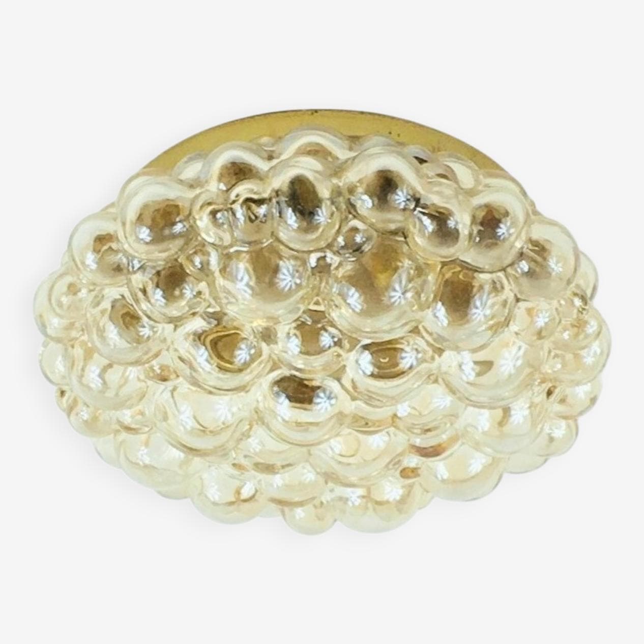 Lampa sufitowa Bubble, szkło bursztynowe transparentne, metal złoty, proj. H. Tynell, Limburg, Niemcy, lata 60. - 296839