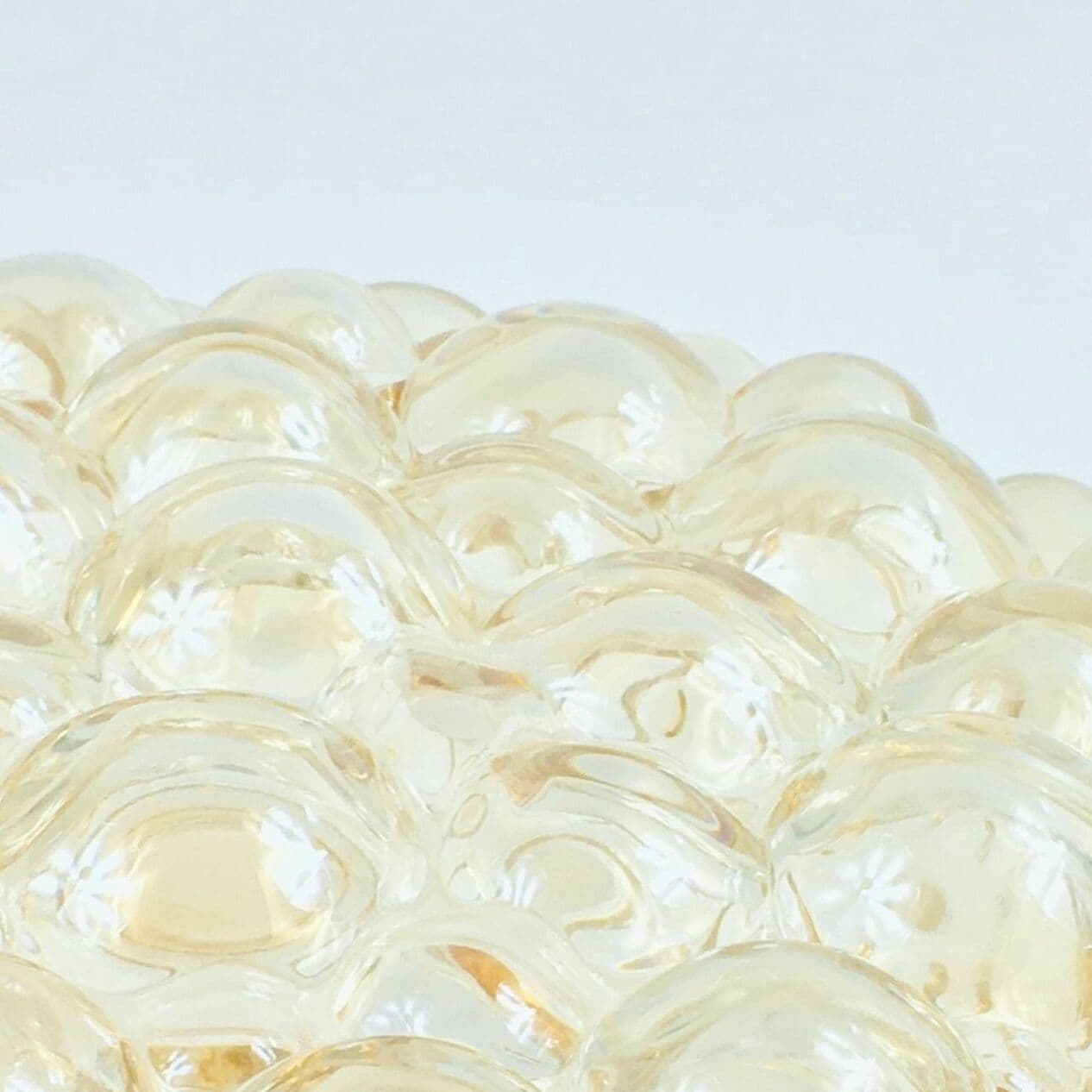 Lampa sufitowa Bubble, szkło bursztynowe transparentne, metal złoty, proj. H. Tynell, Limburg, Niemcy, lata 60. - 296844