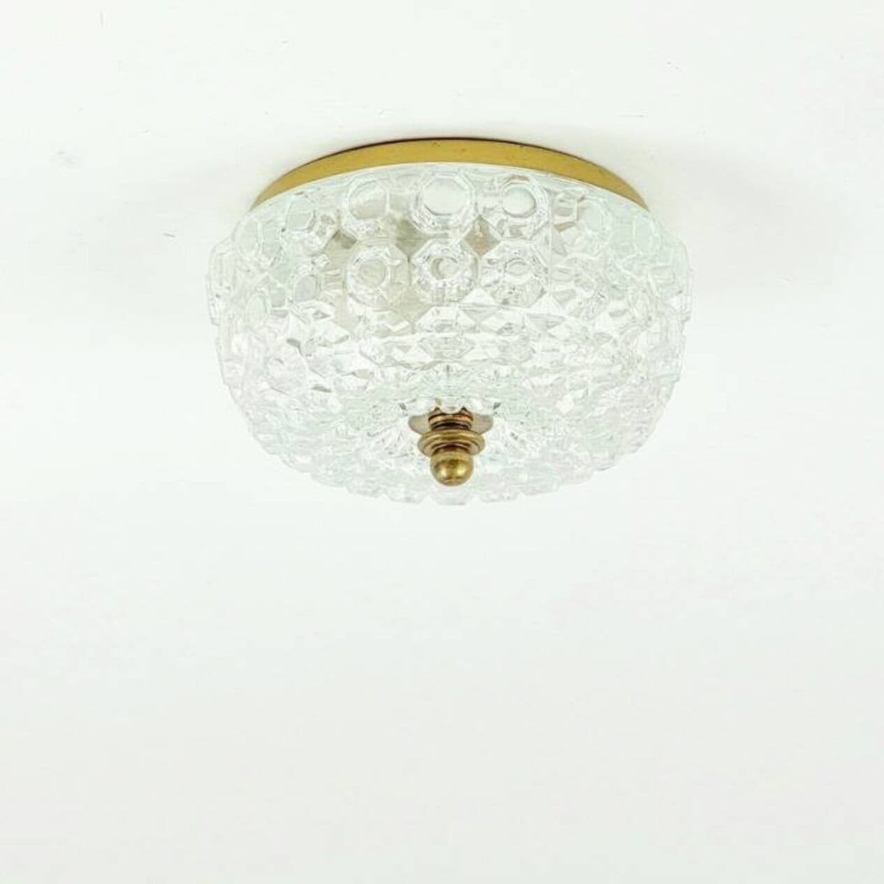 Para kinkietów Diamond, szkło transparentne, mosiądz złoty, proj. H. Tynell, Limburg, Niemcy, lata 70. - 296823