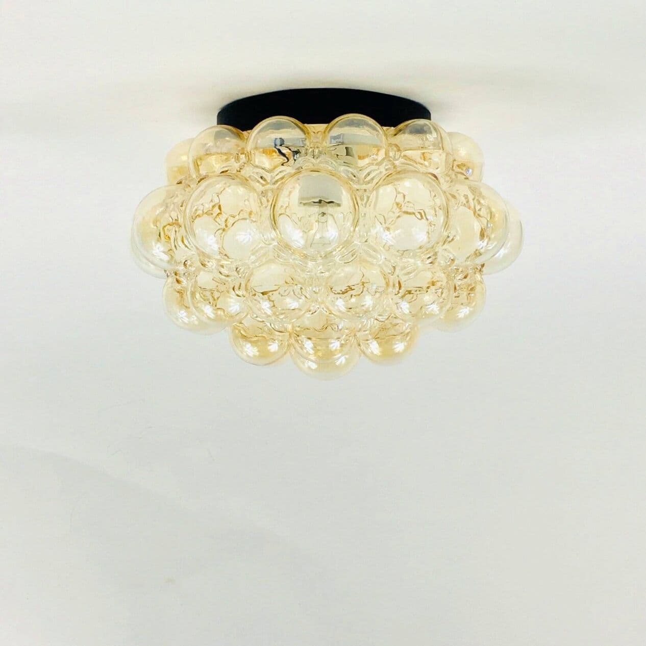 Lampa sufitowa Bubble, szkło złote, metal czarny, proj. H. Tynell, Limburg, Niemcy, lata 60. - 296811