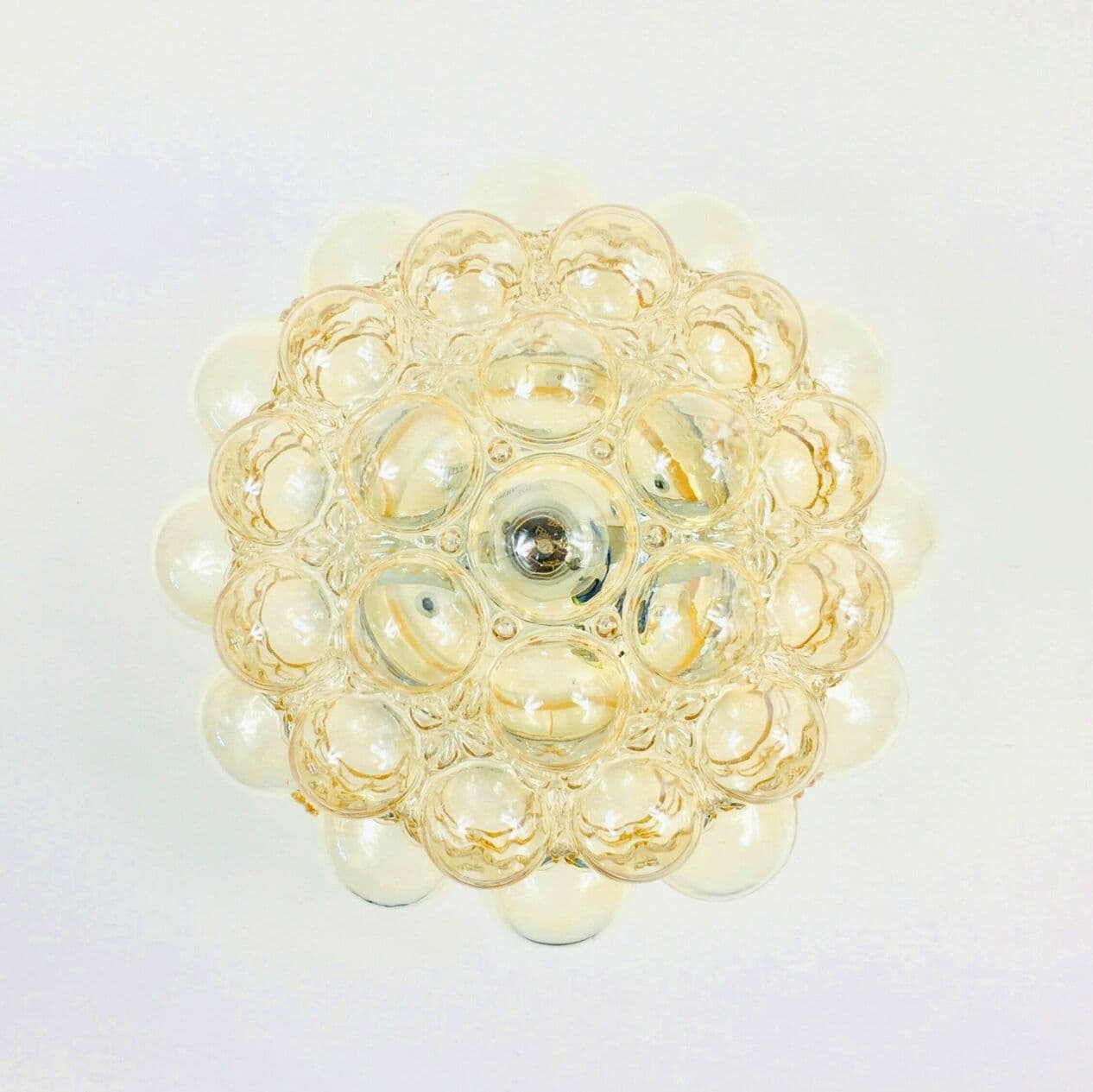 Lampa sufitowa Bubble, szkło złote, metal czarny, proj. H. Tynell, Limburg, Niemcy, lata 60. - 296812