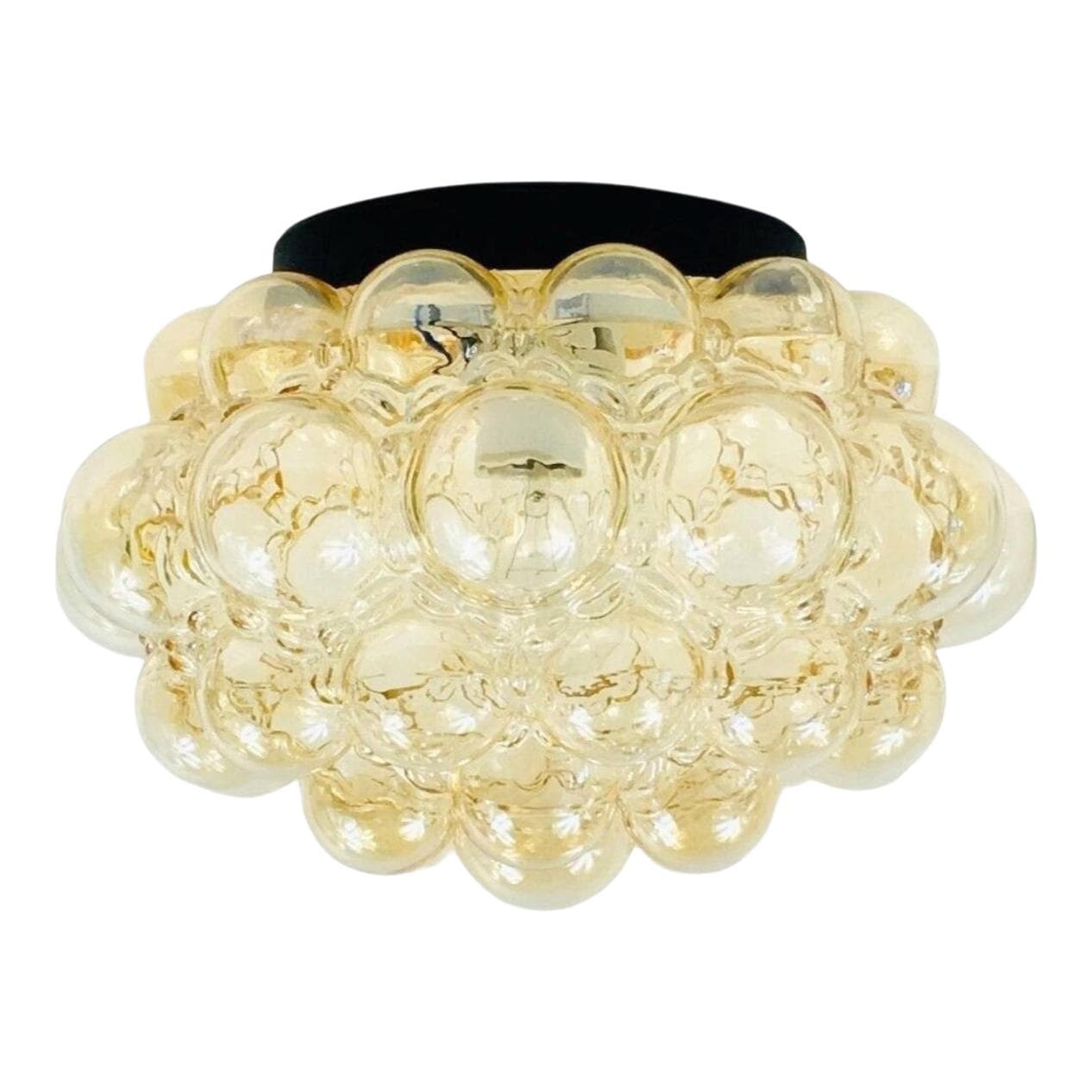 Lampa sufitowa Bubble, szkło złote, metal czarny, proj. H. Tynell, Limburg, Niemcy, lata 60.