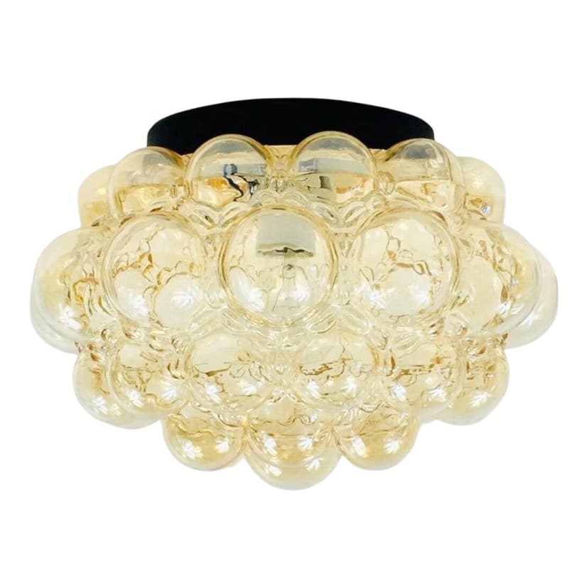 Lampa sufitowa Bubble, szkło złote, metal czarny, proj. H. Tynell, Limburg, Niemcy, lata 60.