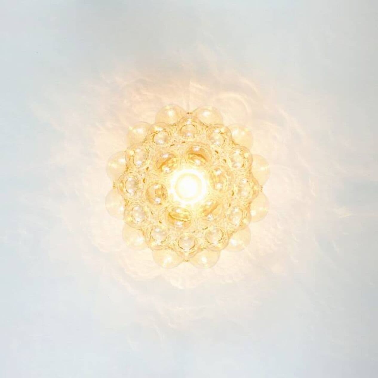 Lampa sufitowa Bubble, szkło złote, metal czarny, proj. H. Tynell, Limburg, Niemcy, lata 60. - 296816