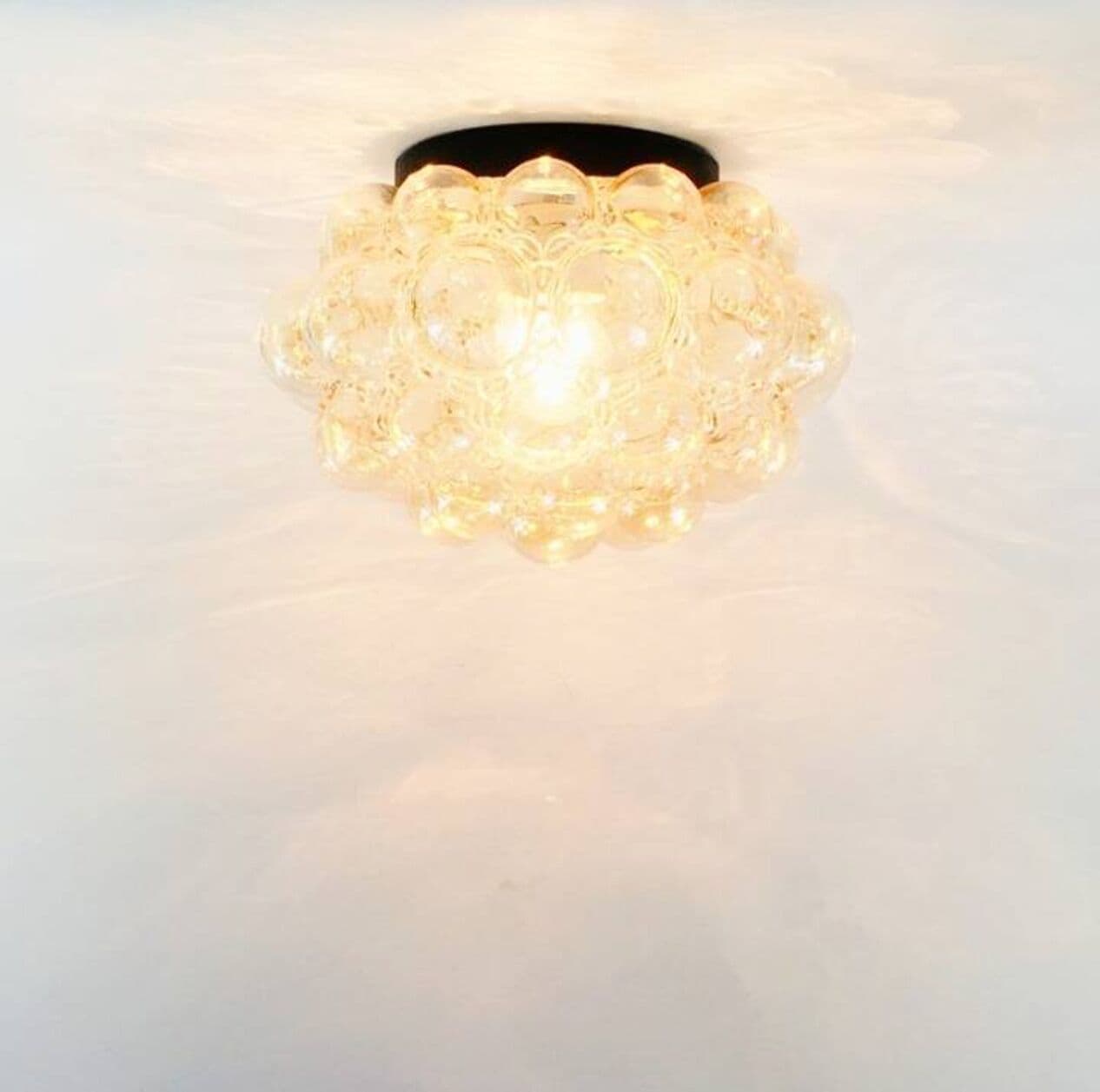 Lampa sufitowa Bubble, szkło złote, metal czarny, proj. H. Tynell, Limburg, Niemcy, lata 60. - 296815