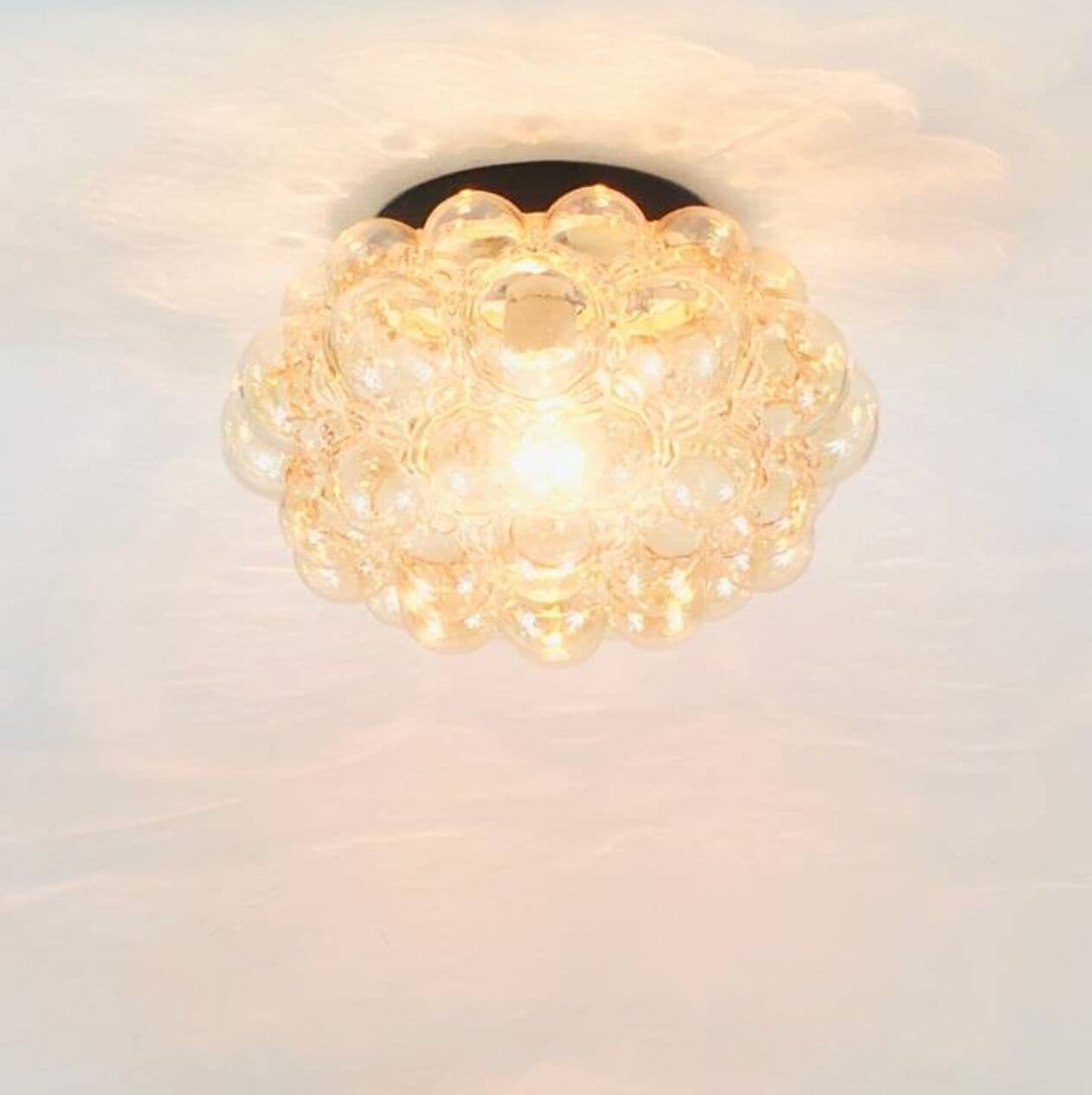 Lampa sufitowa Bubble, szkło złote, metal czarny, proj. H. Tynell, Limburg, Niemcy, lata 60. - 296814