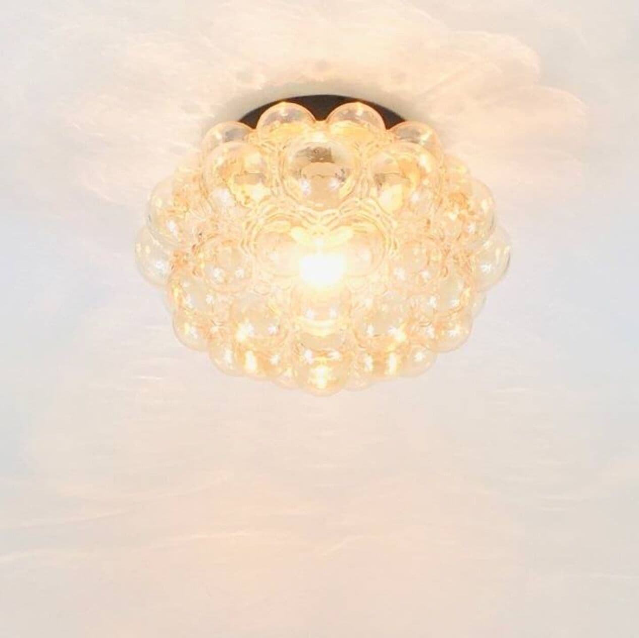 Lampa sufitowa Bubble, szkło złote, metal czarny, proj. H. Tynell, Limburg, Niemcy, lata 60. - 296813