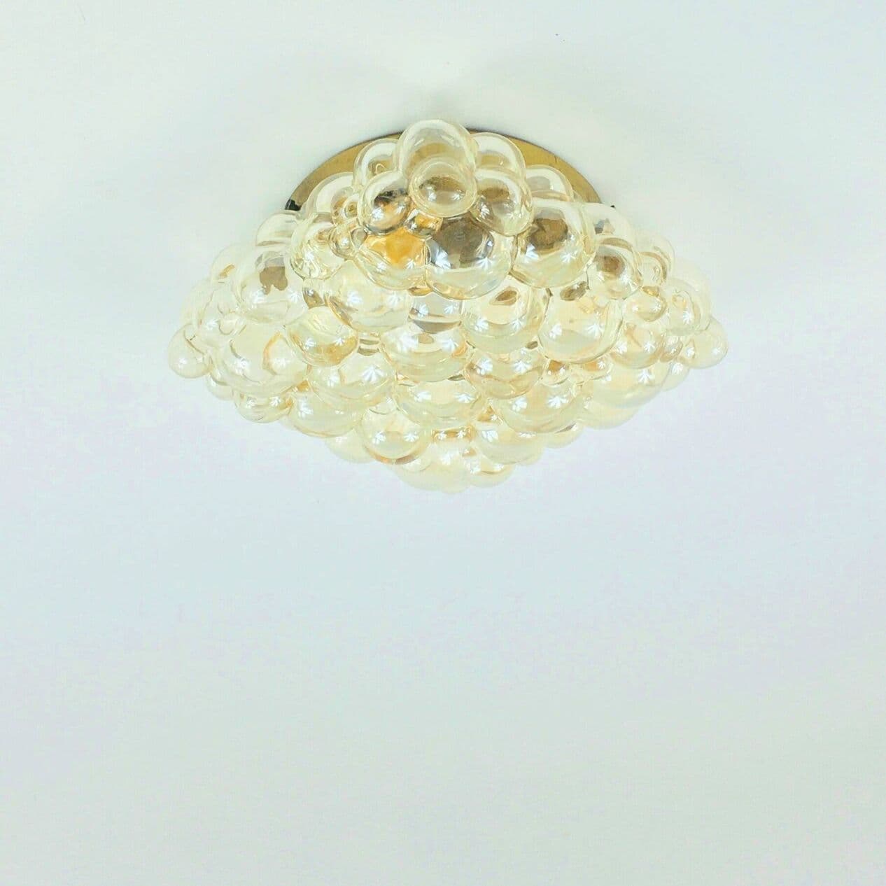 Para kinkietów Bubble, szkło bursztynowe, mosiądz, proj. H. Tynell, Limburg, Niemcy, lata 70. - 296801