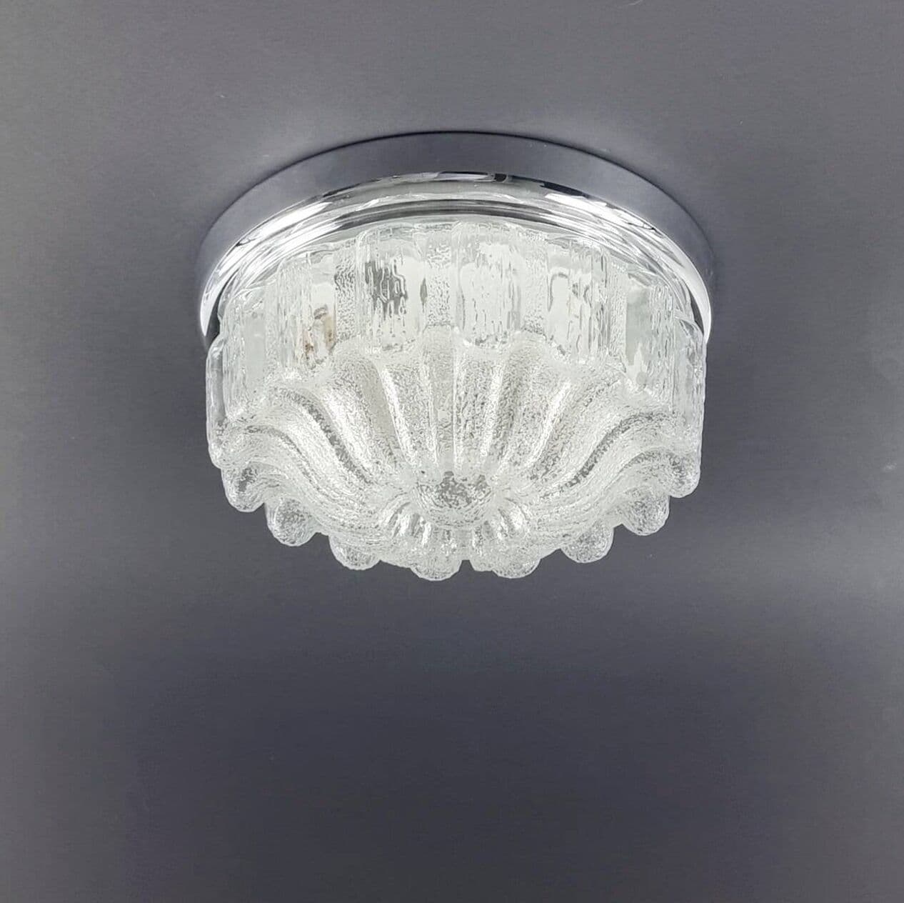 Lampa sufitowa, szkło transparentne, chrom, Limburg, Niemcy, lata 70. - 296790
