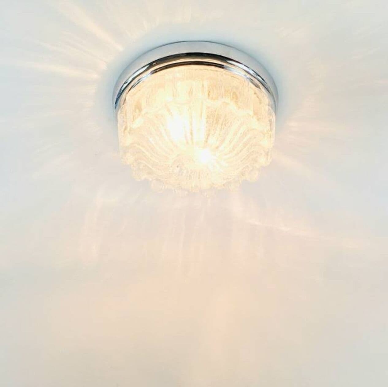 Lampa sufitowa, szkło transparentne, chrom, Limburg, Niemcy, lata 70. - 296791