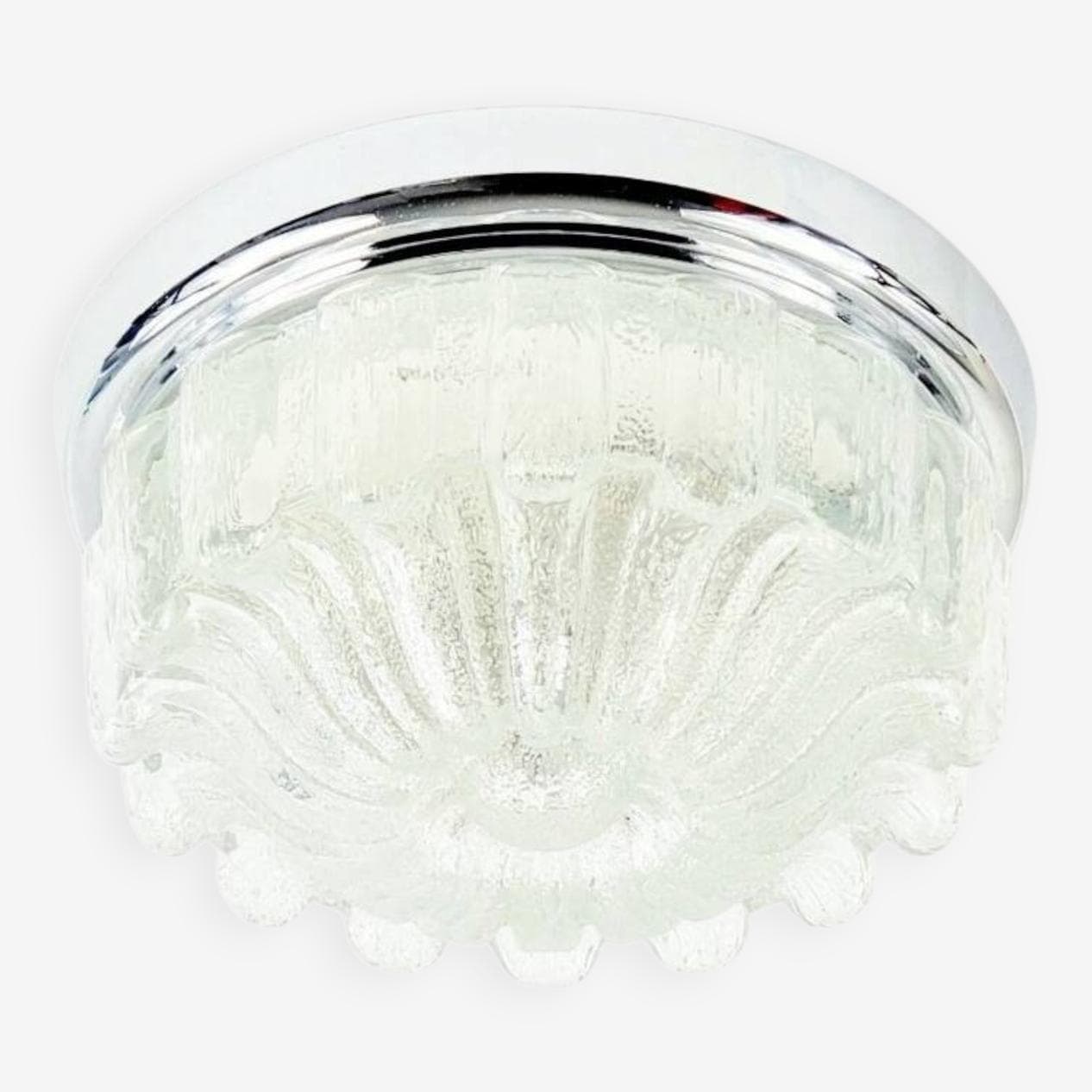 Lampa sufitowa, szkło transparentne, chrom, Limburg, Niemcy, lata 70. - 296787