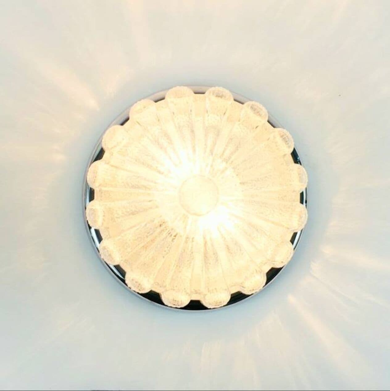 Lampa sufitowa, szkło transparentne, chrom, Limburg, Niemcy, lata 70. - 296793