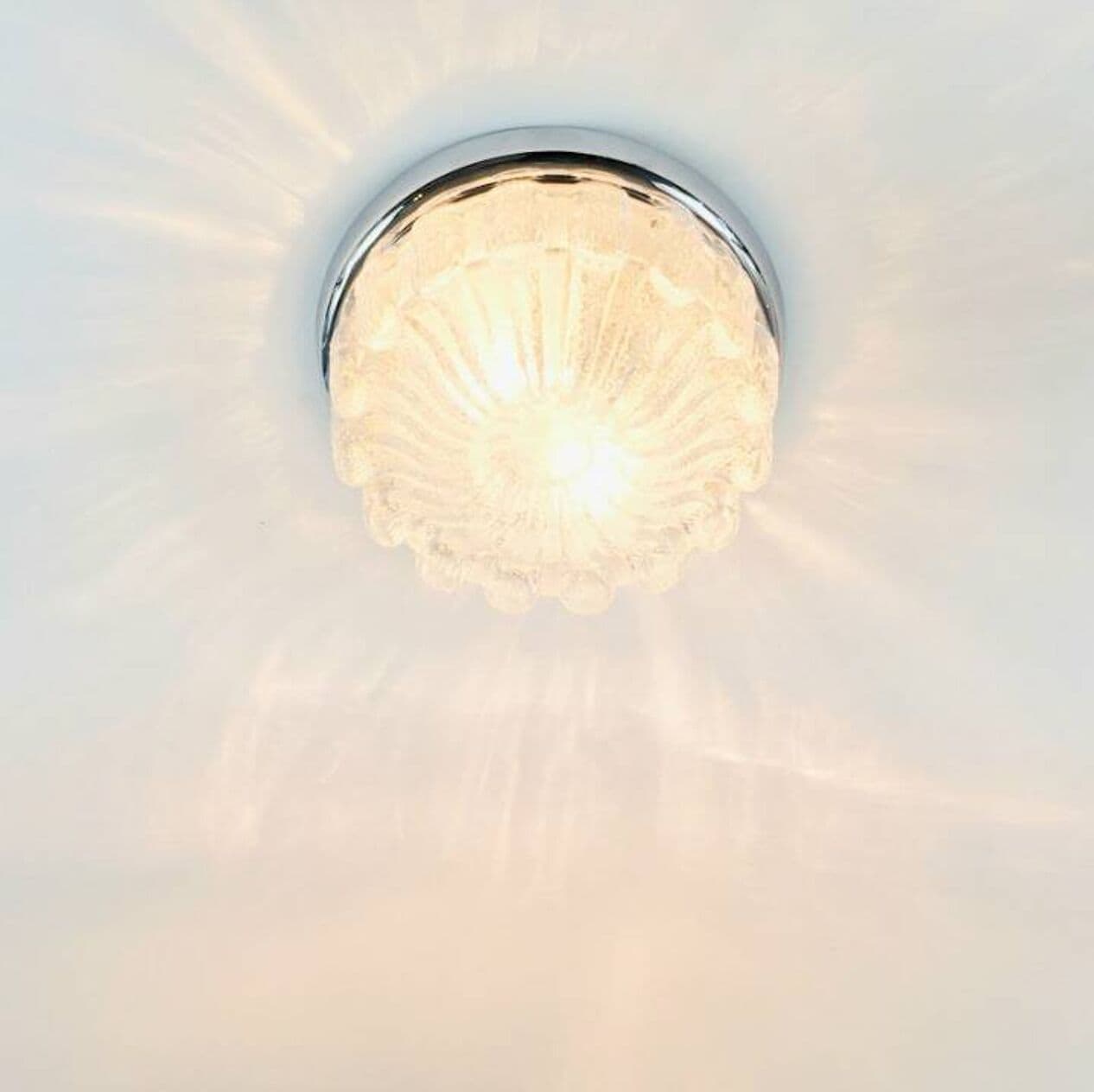 Lampa sufitowa, szkło transparentne, chrom, Limburg, Niemcy, lata 70. - 296792