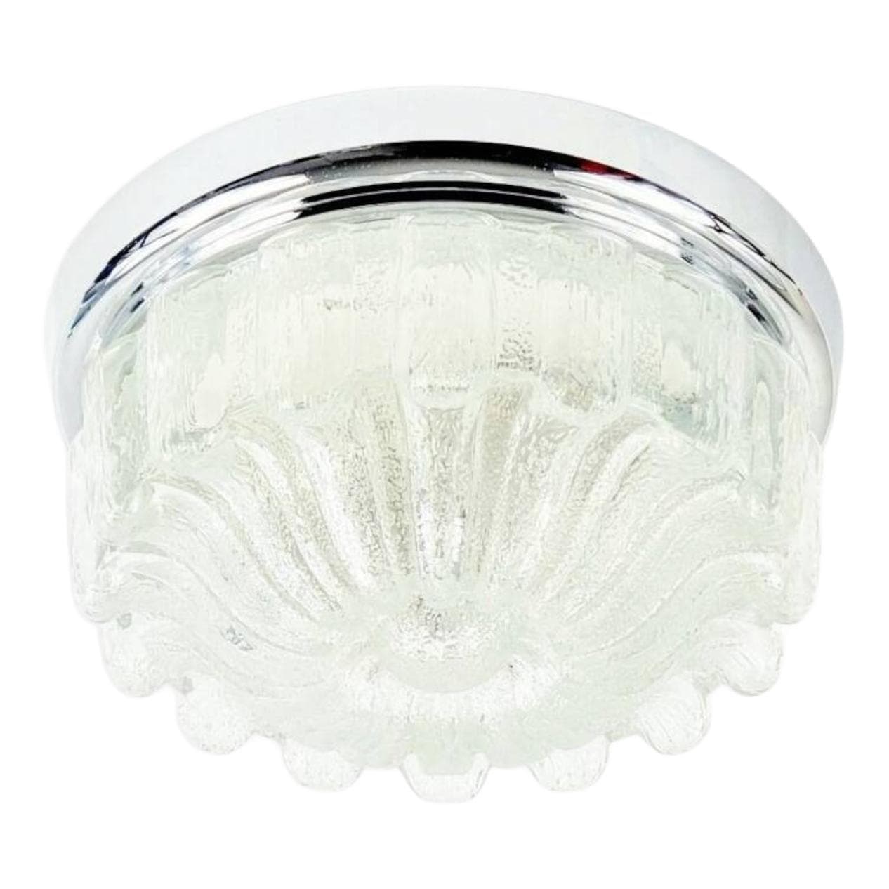 Lampa sufitowa, szkło transparentne, chrom, Limburg, Niemcy, lata 70.