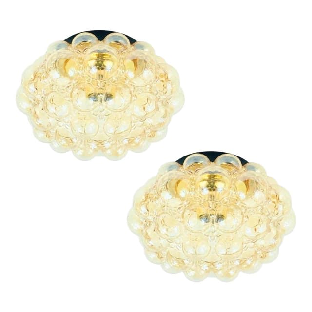 Lampa sufitowa Bubble, szkło bursztynowe transparentne, metal czarny, proj. H. Tynell, Limburg, Niemcy, lata 70. - WYMIARY