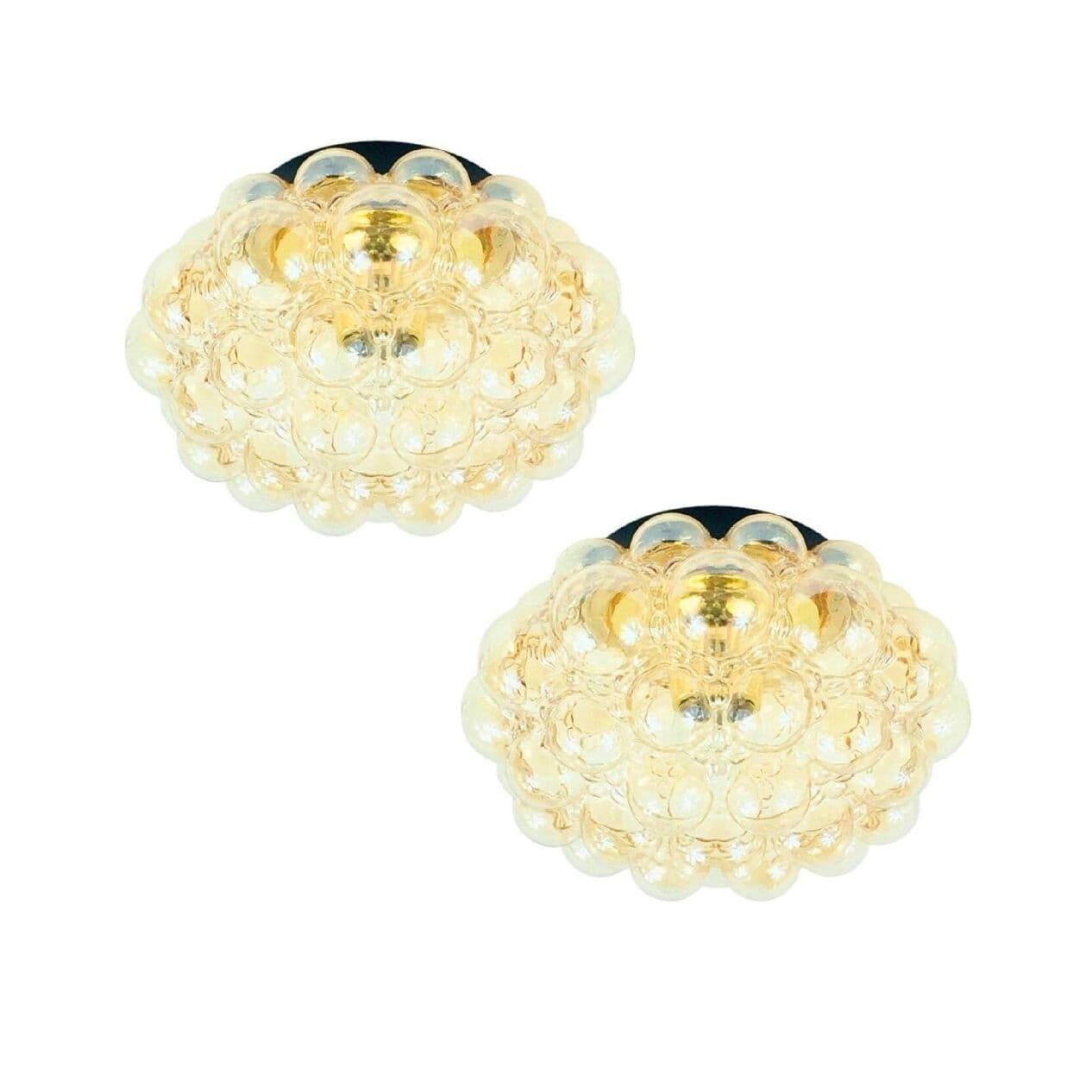 Lampa sufitowa Bubble, szkło bursztynowe transparentne, metal czarny, proj. H. Tynell, Limburg, Niemcy, lata 70. - 296764