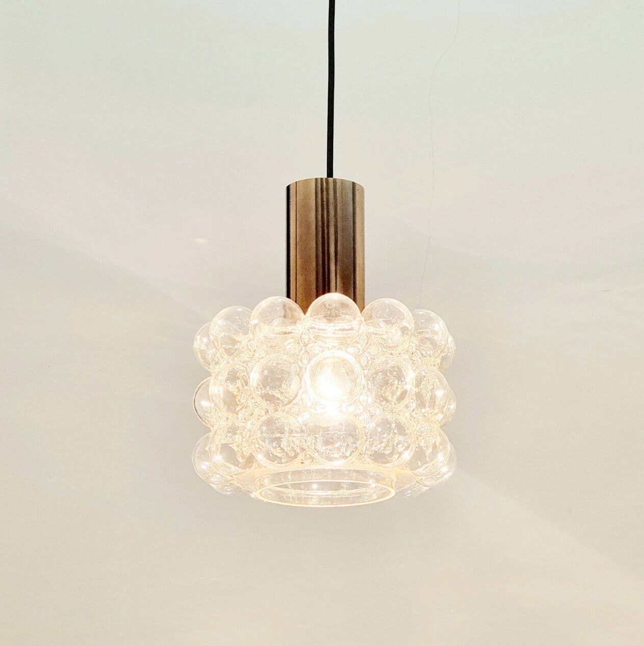 Lampa sufitowa Bubble, szkło transparentne, mosiądz złoty, proj. H. Tynell, Limburg, Niemcy, lata 60. - 296755