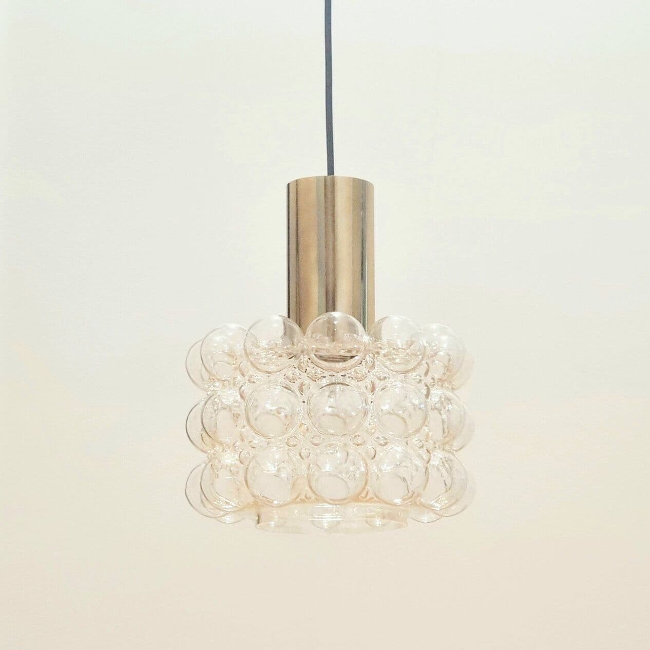 Lampa sufitowa Bubble, szkło transparentne, mosiądz złoty, proj. H. Tynell, Limburg, Niemcy, lata 60. - 296757