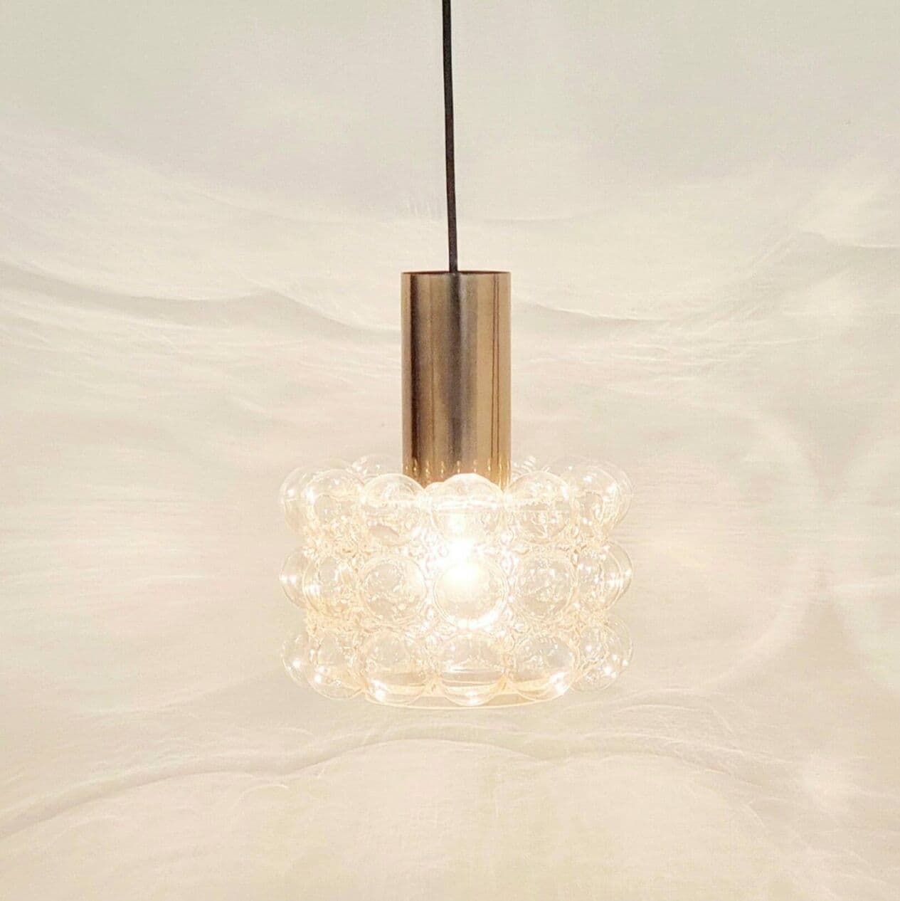 Lampa sufitowa Bubble, szkło transparentne, mosiądz złoty, proj. H. Tynell, Limburg, Niemcy, lata 60. - 296756