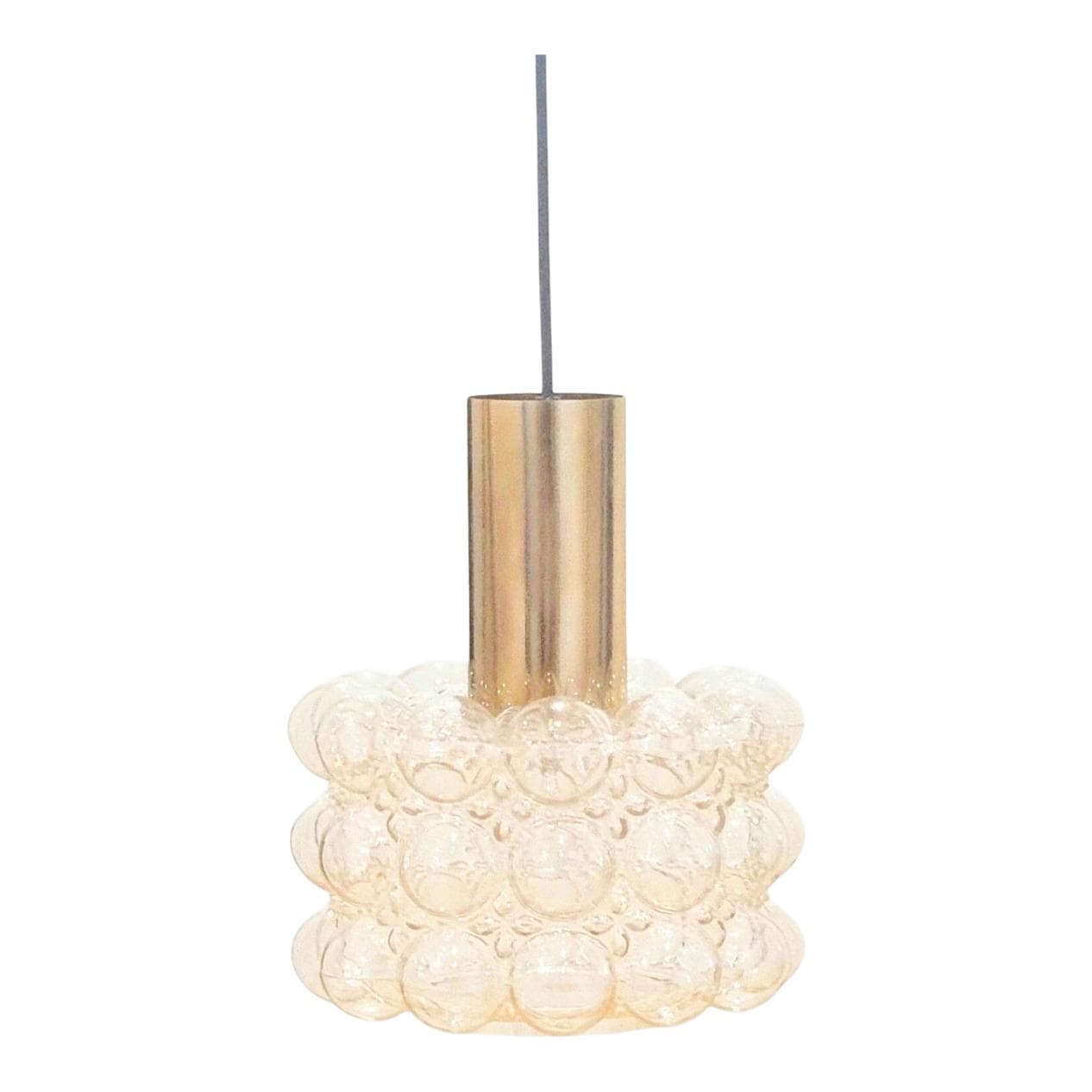 Lampa sufitowa Bubble, szkło transparentne, mosiądz złoty, proj. H. Tynell, Limburg, Niemcy, lata 60.
