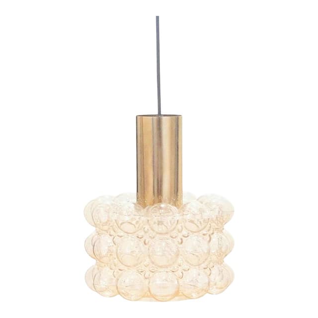 Lampa sufitowa Bubble, szkło transparentne, mosiądz złoty, proj. H. Tynell, Limburg, Niemcy, lata 60. - WYMIARY