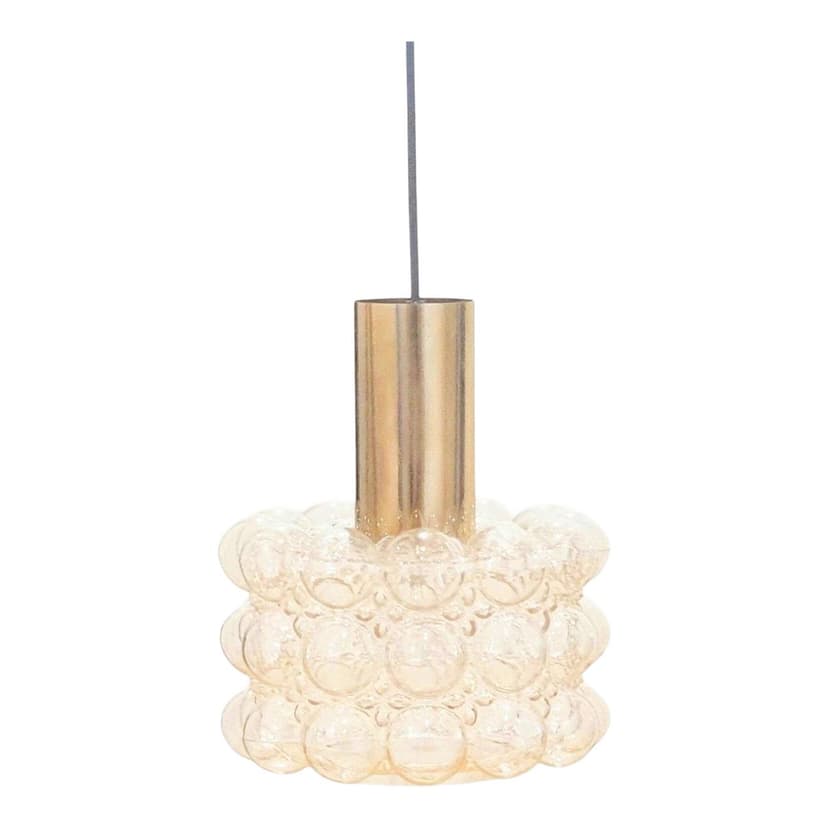 Lampa sufitowa Bubble, szkło transparentne, mosiądz złoty, proj. H. Tynell, Limburg, Niemcy, lata 60.