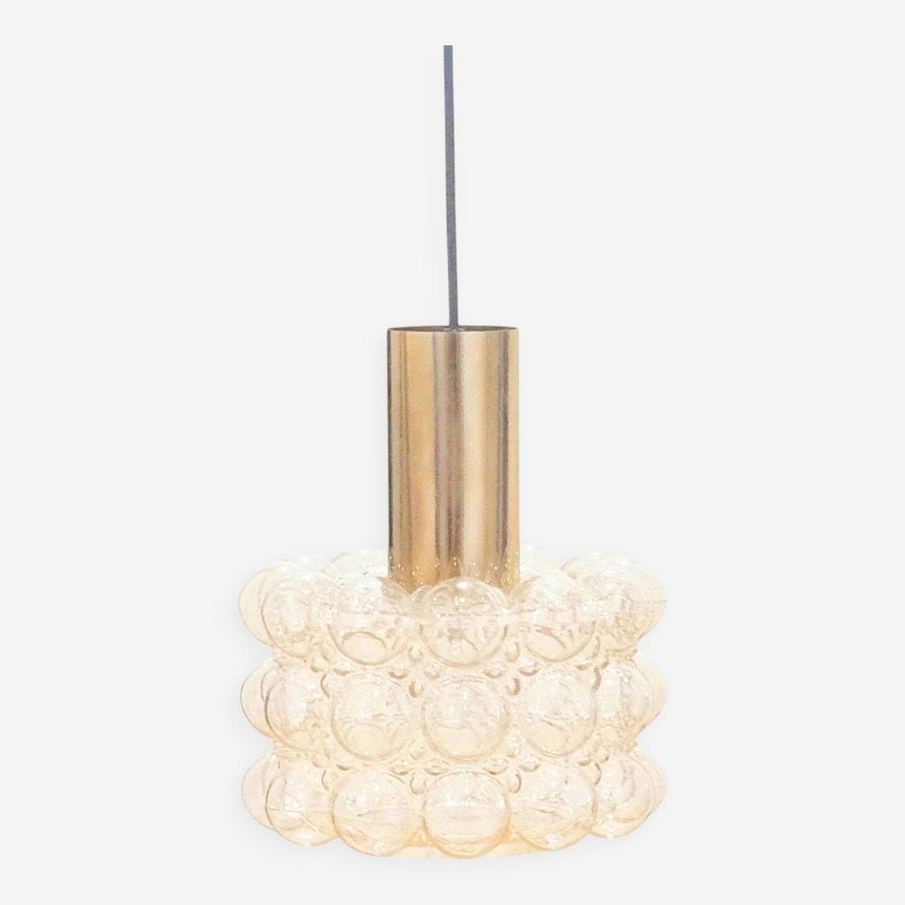 Lampa sufitowa Bubble, szkło transparentne, mosiądz złoty, proj. H. Tynell, Limburg, Niemcy, lata 60. - 296762