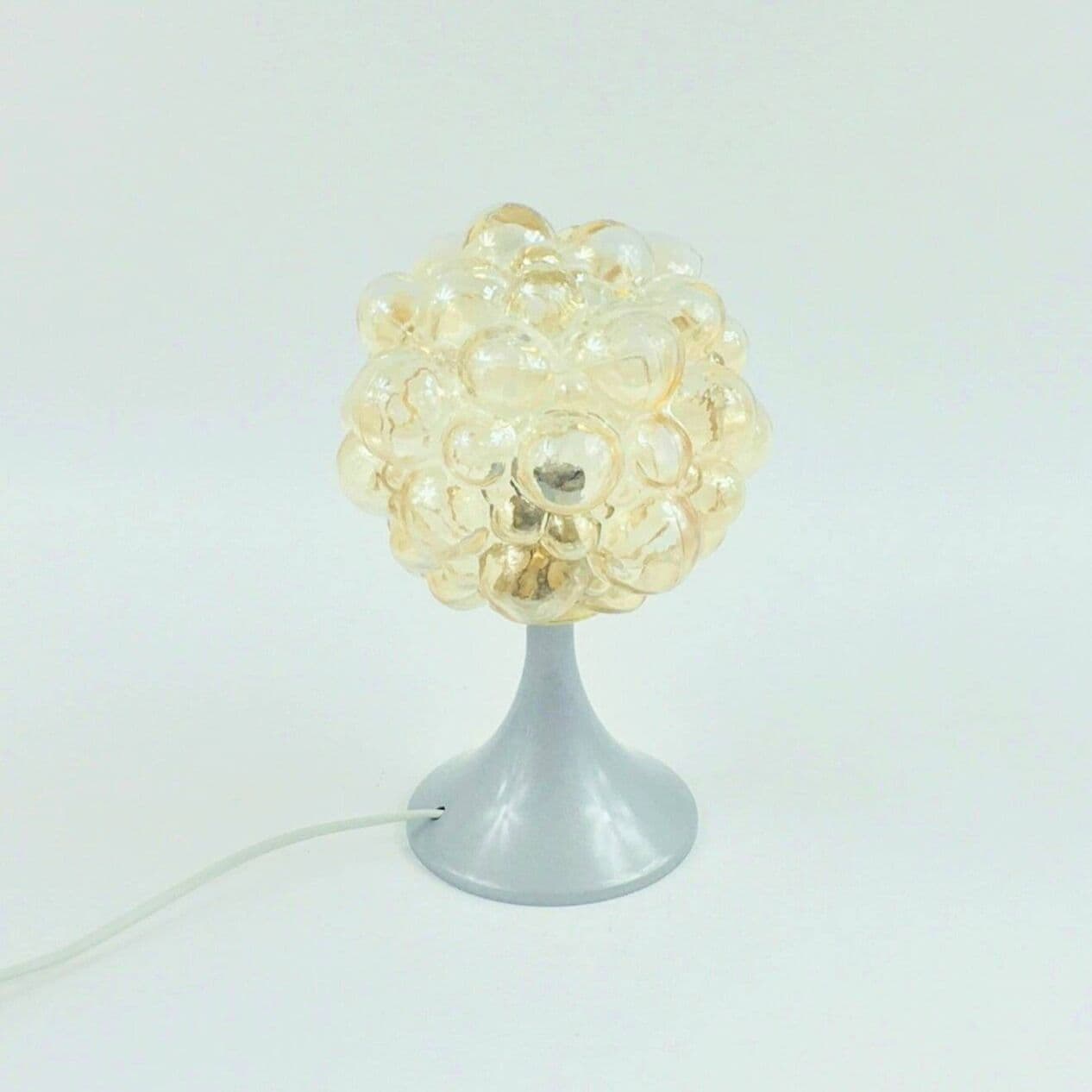Para lamp stołowych, Bubble, szkło złoty, plastik szaroniebieski, proj. H. Tynell, Limburg, Niemcy, lata 60. - 296746