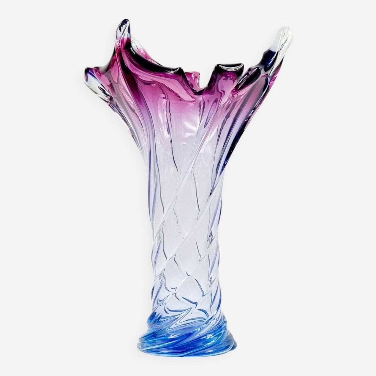 Vase Murano, blue purple pink transparent, glass crystal, Italy, 1960s. - 296702