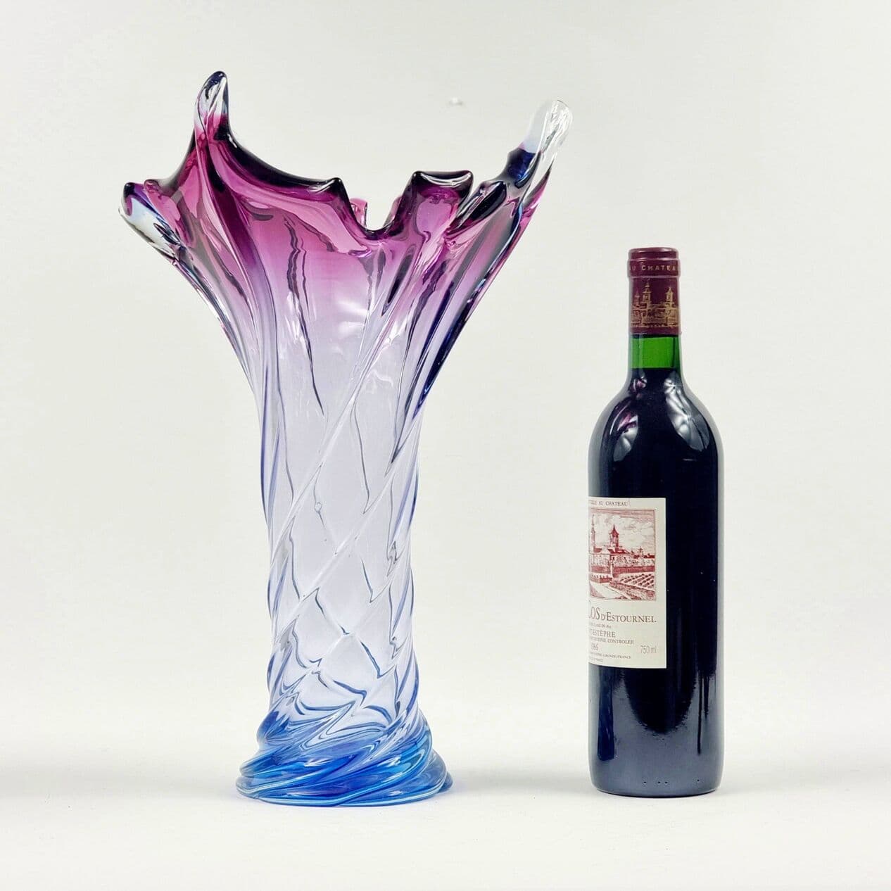 Vase Murano, blue purple pink transparent, glass crystal, Italy, 1960s. - 296706