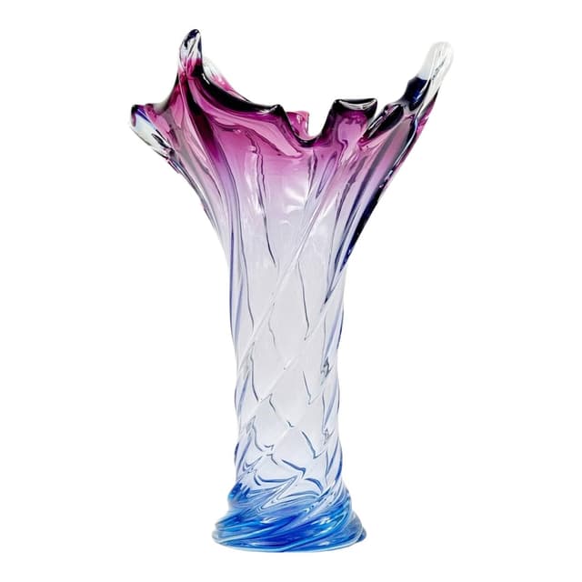 Vase Murano, blue purple pink transparent, glass crystal, Italy, 1960s. - DIMENSION