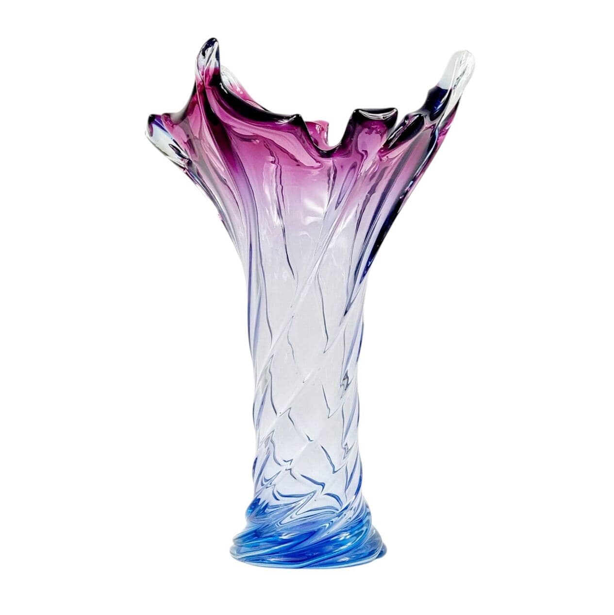 Vase Murano, blue purple pink transparent, glass crystal, Italy, 1960s. - 296710