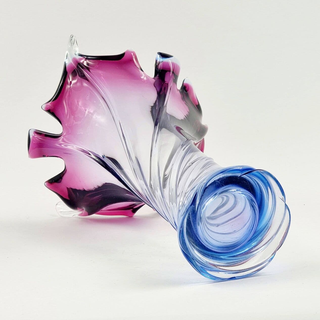 Vase Murano, blue purple pink transparent, glass crystal, Italy, 1960s. - 296709