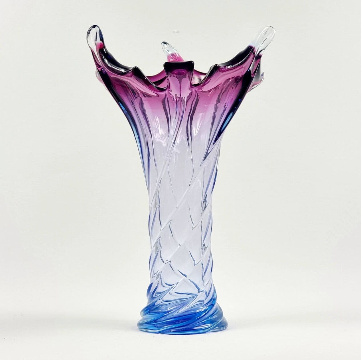 Vase Murano, blue purple pink transparent, glass crystal, Italy, 1960s. - 296703