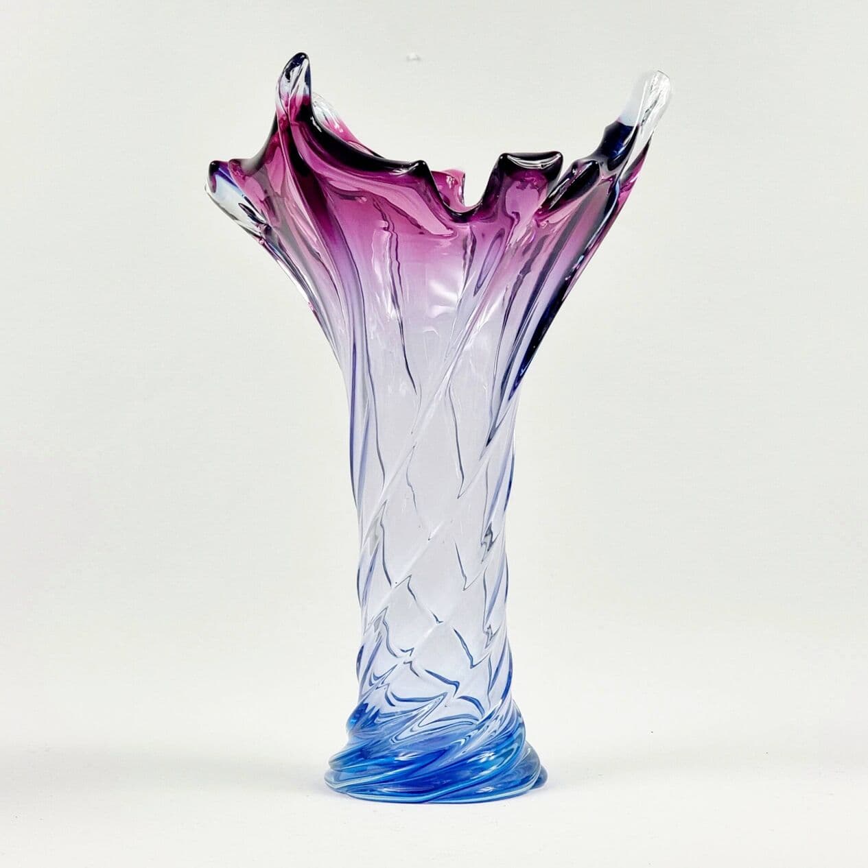 Vase Murano, blue purple pink transparent, glass crystal, Italy, 1960s. - 296701