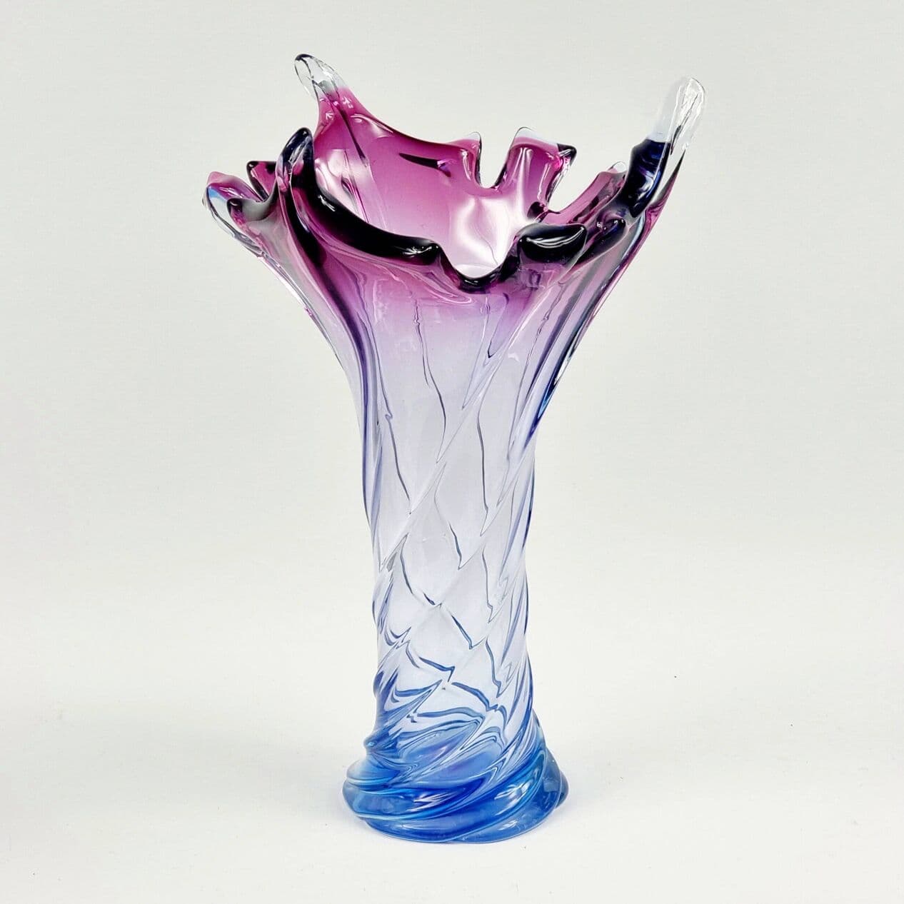 Vase Murano, blue purple pink transparent, glass crystal, Italy, 1960s. - 296705