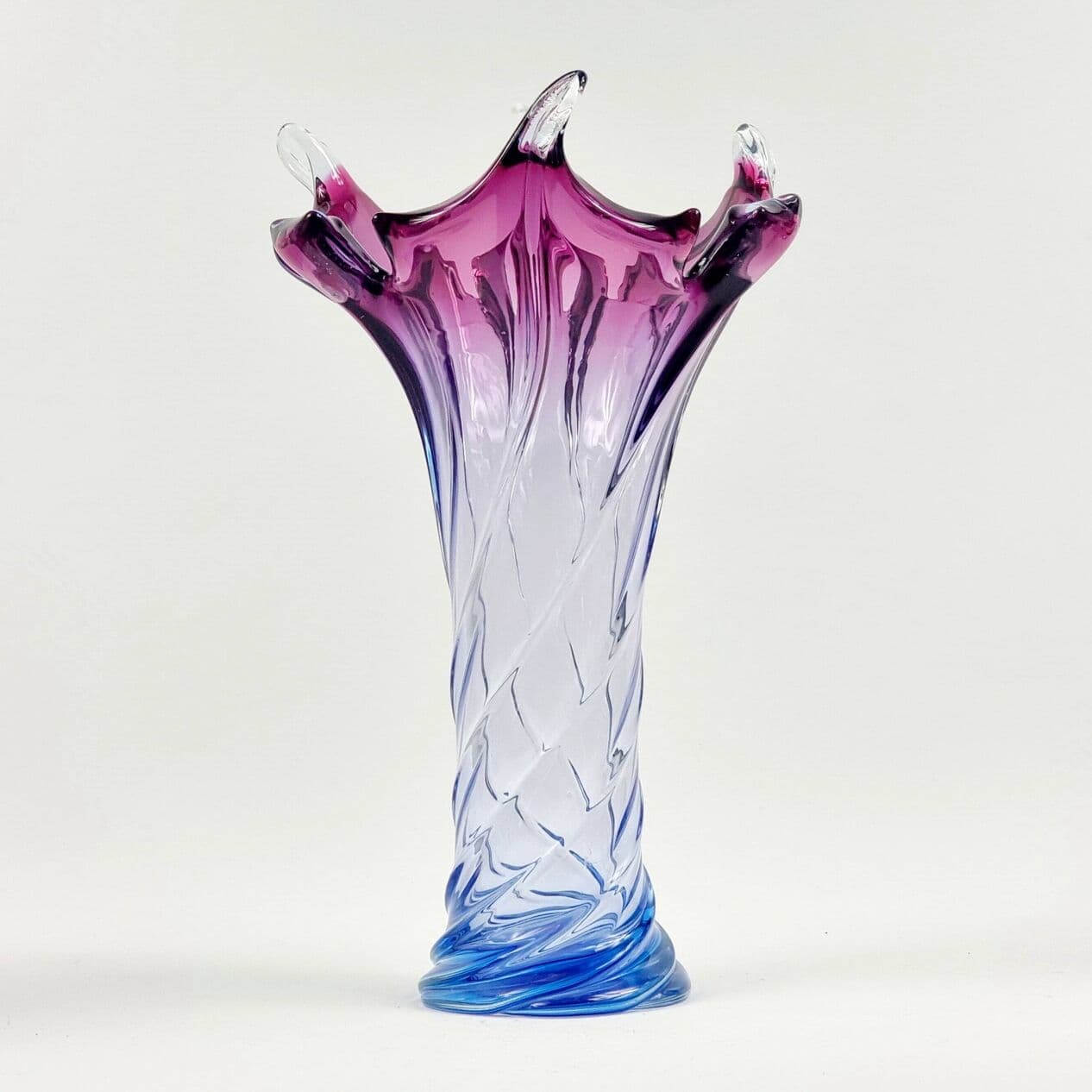Vase Murano, blue purple pink transparent, glass crystal, Italy, 1960s. - 296704