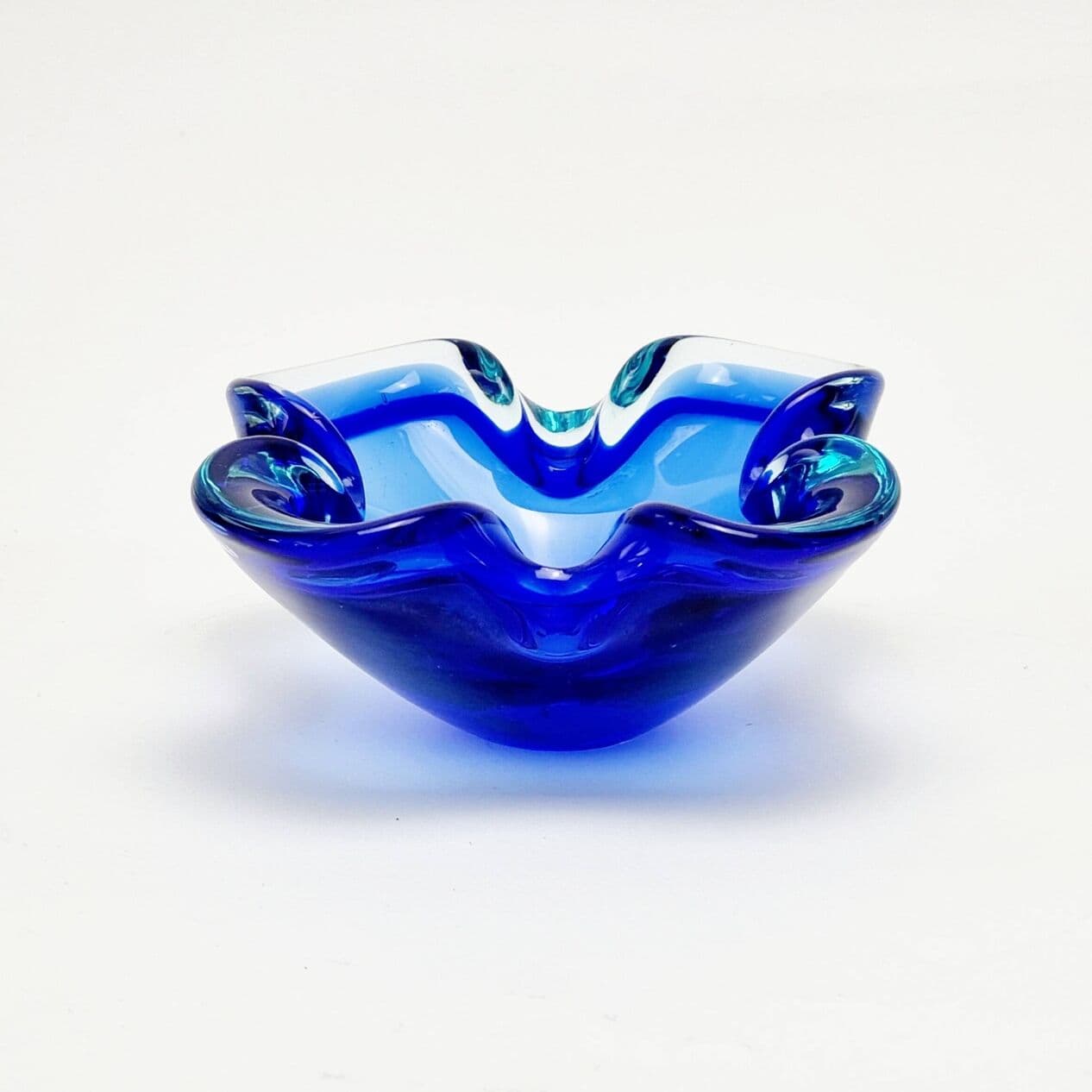 Ashtray Sommerso, blue transparent glass, Murano, Italy, 1960s. - 296683