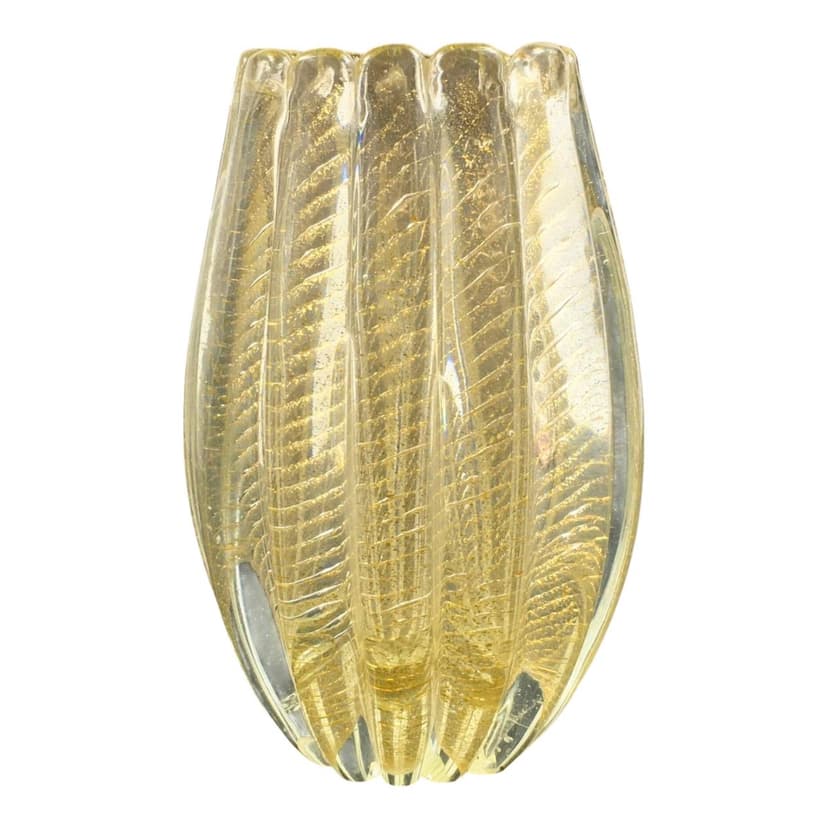 Wazon Cordonato d'Oro, złoty, szkło kryształowe, Barovier & Toso, Włochy, lata 60.